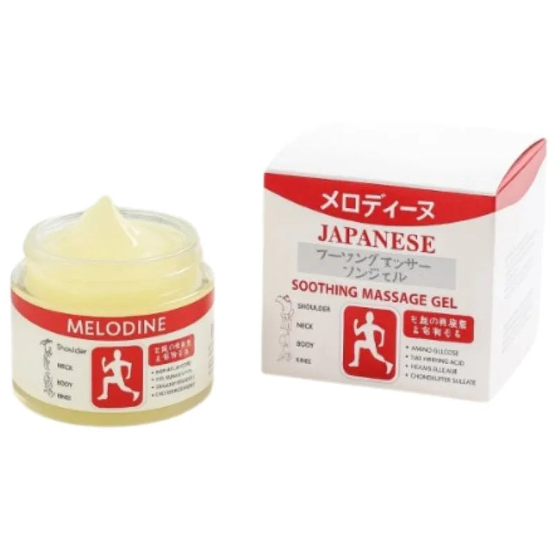 Melodine Japanese Soothing Massage Gel with packaging on a white background