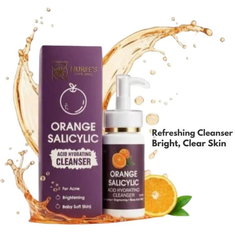 Orange Salicylic Cleanser with packaging on a white background