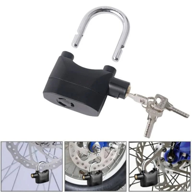 Motorcycle lock with key on a white background