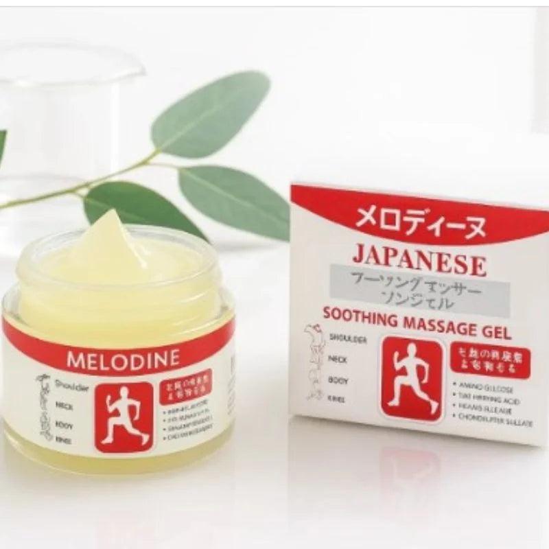 Melodine Japanese Soothing Massage Gel with packaging on a white background