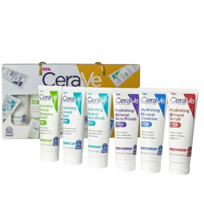 Pack of 6 – CeraVe Hydrating Mineral Facial Kit | Deep Moisture & Skin Repair Skincare Set