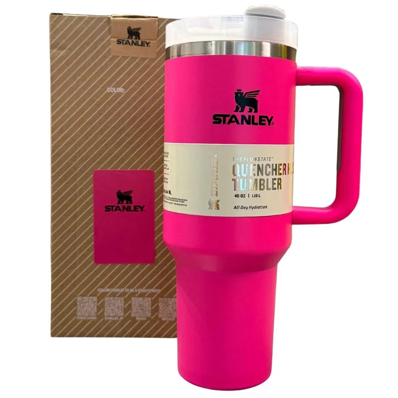 Pink Stanley 40 Oz Stainless Steel Tumbler | Leak-Proof Vacuum Insulated Travel Mug | Hot & Cold