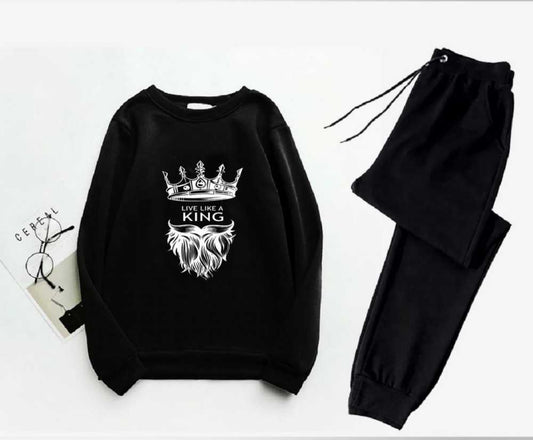 Trendy Tracksuit Print Thick & Fleece Fabric Full Sleeves Rib Sweatshirt with trouser for Winter for Trendy sweatshirt Fashion Wear tracksuit for Men / Boys